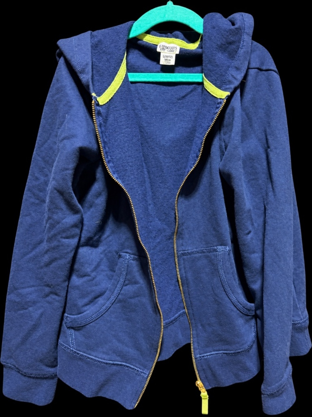 Crewcuts J.Crew Kids Navy Blue Zip Up Hoodie Yellow Trim